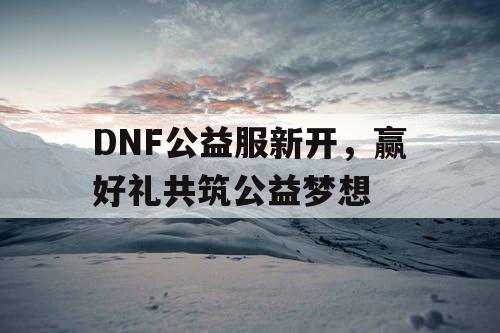 DNF公益服新开，赢好礼共筑公益梦想