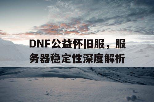 DNF公益怀旧服，服务器稳定性深度解析