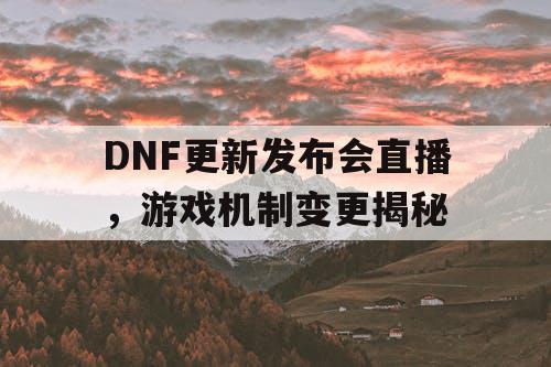 DNF更新发布会直播	，游戏机制变更揭秘