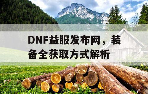 DNF益服发布网，装备全获取方式解析