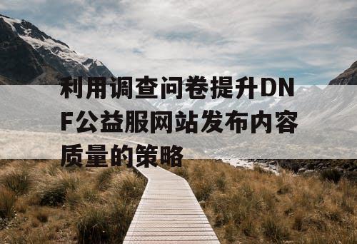 利用调查问卷提升DNF公益服网站发布内容质量的策略