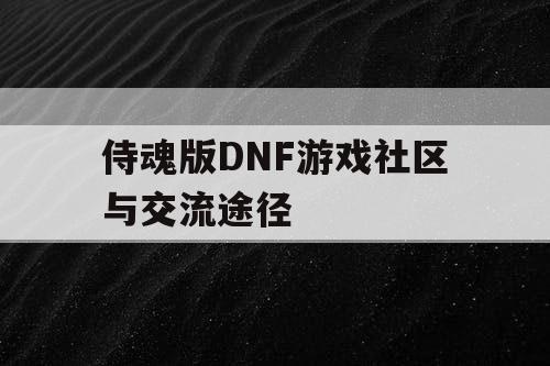 侍魂版DNF游戏社区与交流途径