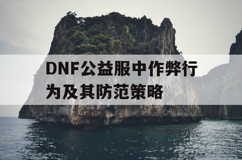 DNF公益服中作弊行为及其防范策略