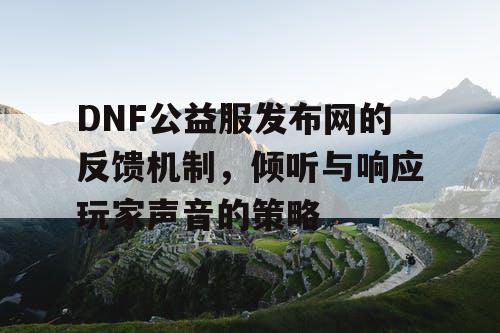 DNF公益服发布网的反馈机制，倾听与响应玩家声音的策略