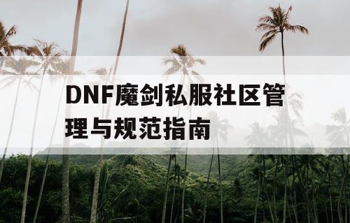 DNF魔剑私服社区管理与规范指南