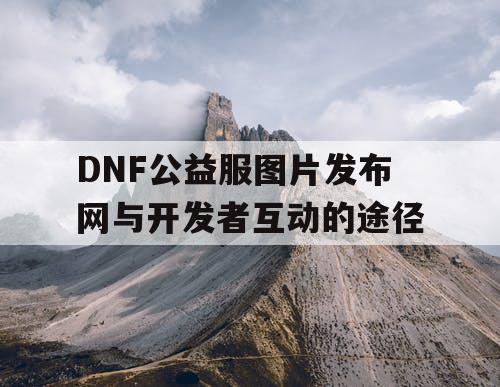 DNF公益服图片发布网与开发者互动的途径