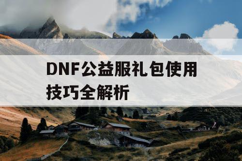 DNF公益服礼包使用技巧全解析