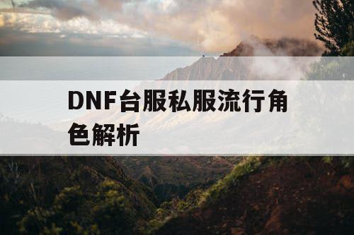 DNF台服私服流行角色解析