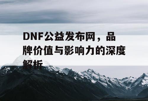 DNF公益发布网，品牌价值与影响力的深度解析