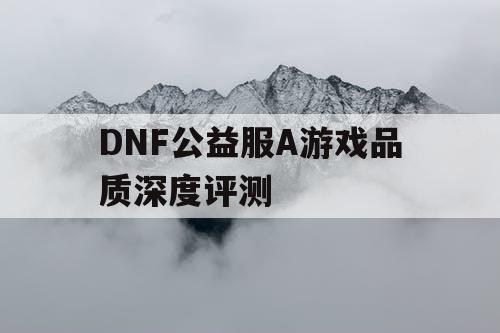 DNF公益服A游戏品质深度评测