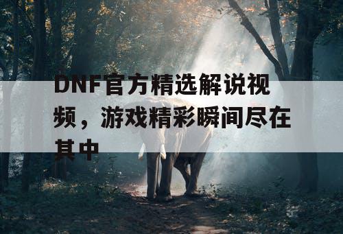 DNF官方精选解说视频	，游戏精彩瞬间尽在其中