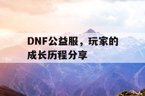 DNF公益服，玩家的成长历程分享