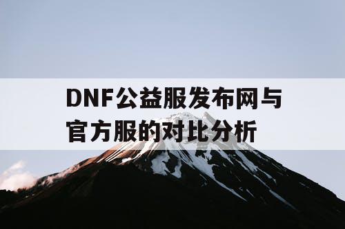 DNF公益服发布网与官方服的对比分析