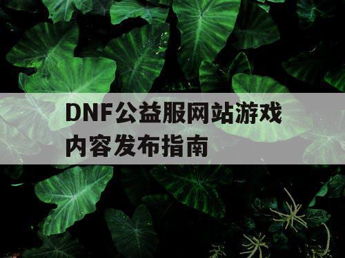 DNF公益服网站游戏内容发布指南