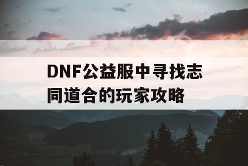 DNF公益服中寻找志同道合的玩家攻略