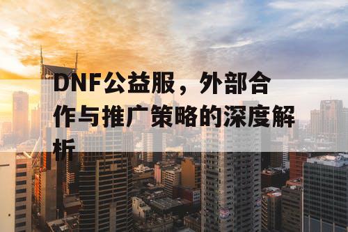 DNF公益服，外部合作与推广策略的深度解析