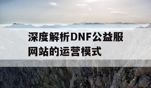 深度解析DNF公益服网站的运营模式