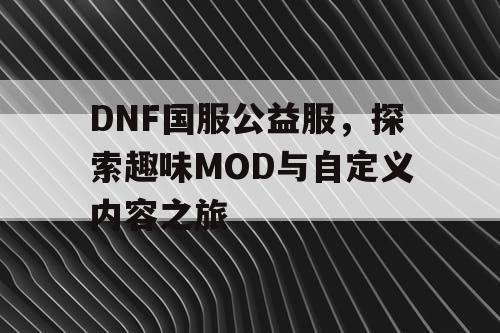 DNF国服公益服	，探索趣味MOD与自定义内容之旅