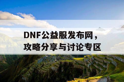 DNF公益服发布网，攻略分享与讨论专区