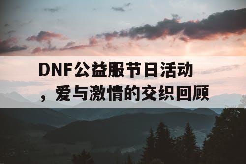 DNF公益服节日活动，爱与激情的交织回顾