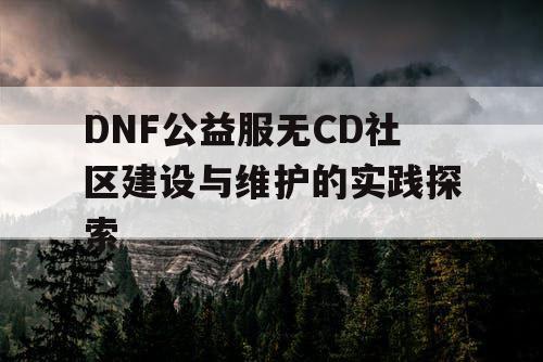 DNF公益服无CD社区建设与维护的实践探索