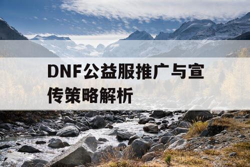 DNF公益服推广与宣传策略解析