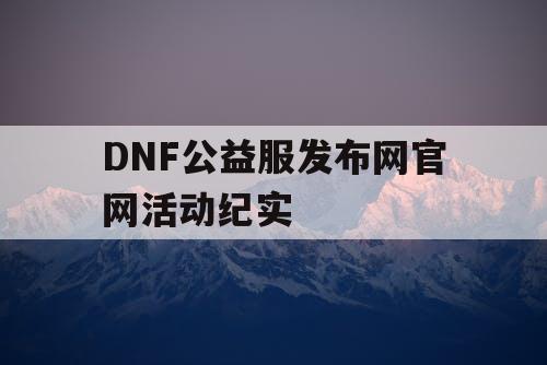 DNF公益服发布网官网活动纪实