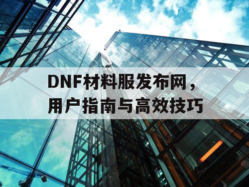 DNF材料服发布网，用户指南与高效技巧