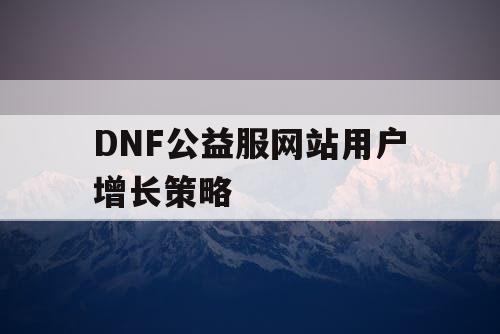 DNF公益服网站用户增长策略