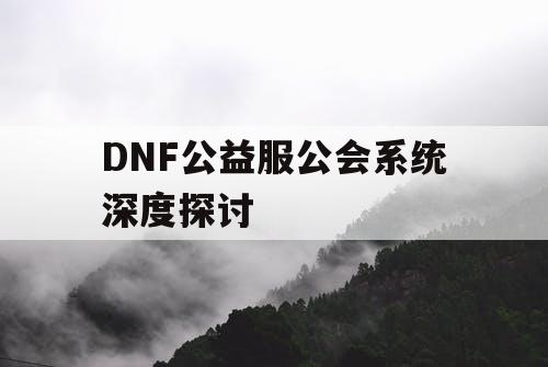 DNF公益服公会系统深度探讨