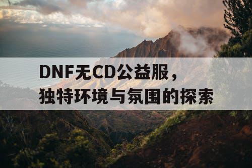 DNF无CD公益服，独特环境与氛围的探索