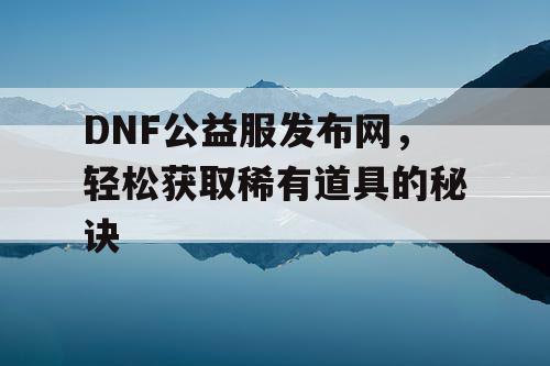 DNF公益服发布网	，轻松获取稀有道具的秘诀