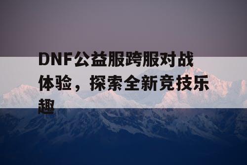 DNF公益服跨服对战体验，探索全新竞技乐趣