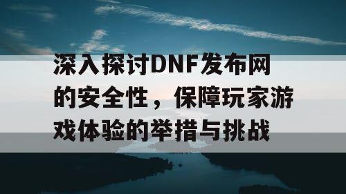 深入探讨DNF发布网的安全性，保障玩家游戏体验的举措与挑战