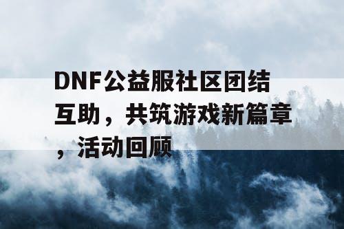 DNF公益服社区团结互助，共筑游戏新篇章	，活动回顾