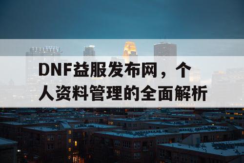 DNF益服发布网，个人资料管理的全面解析