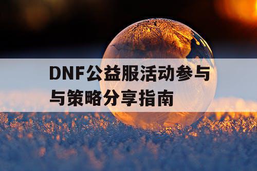 DNF公益服活动参与与策略分享指南