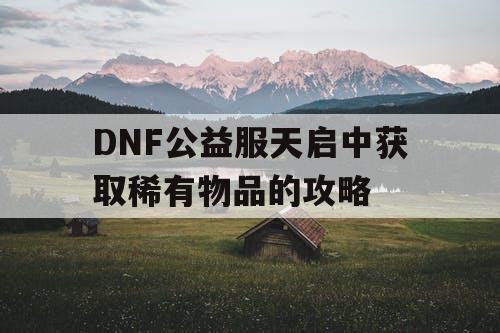 DNF公益服天启中获取稀有物品的攻略