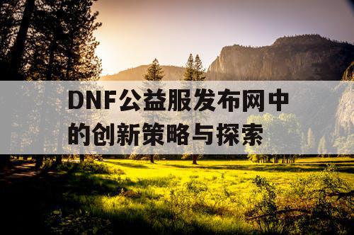 DNF公益服发布网中的创新策略与探索