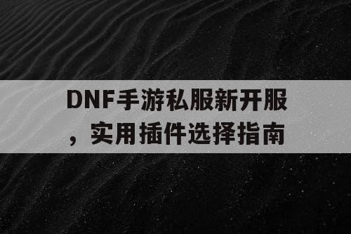 DNF手游私服新开服，实用插件选择指南