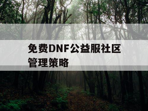 免费DNF公益服社区管理策略