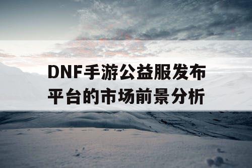 DNF手游公益服发布平台的市场前景分析