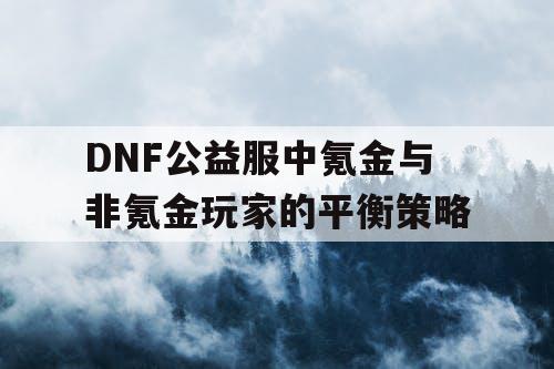 DNF公益服中氪金与非氪金玩家的平衡策略