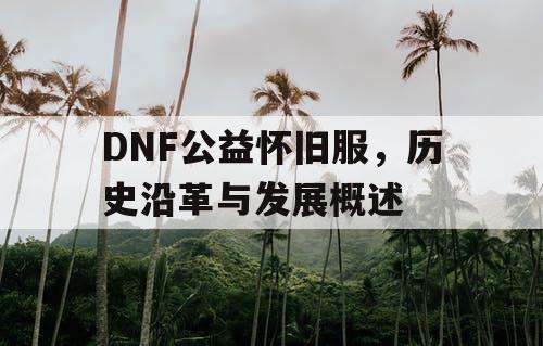 DNF公益怀旧服，历史沿革与发展概述