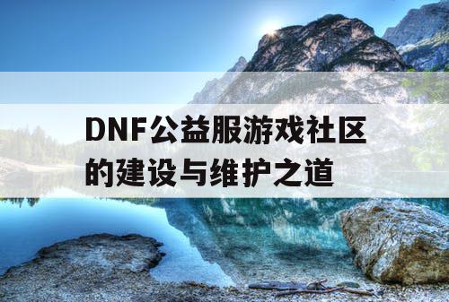 DNF公益服游戏社区的建设与维护之道