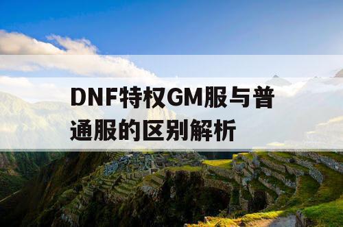 DNF特权GM服与普通服的区别解析