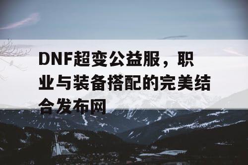 DNF超变公益服，职业与装备搭配的完美结合发布网