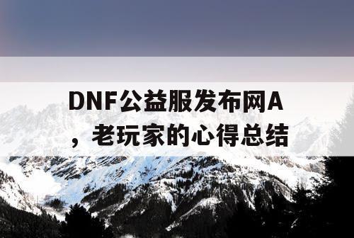 DNF公益服发布网A，老玩家的心得总结