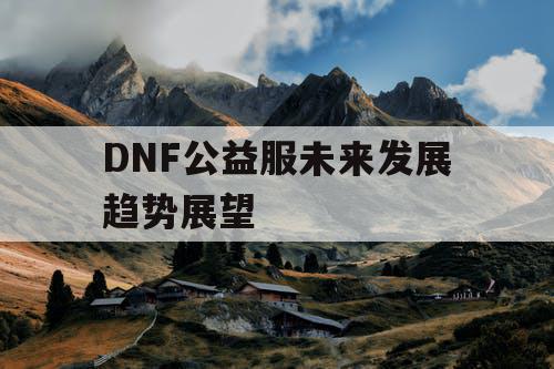 DNF公益服未来发展趋势展望