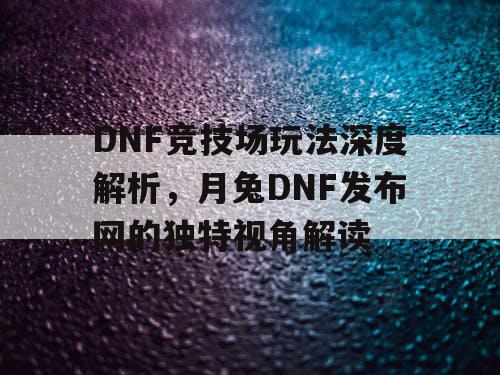 DNF竞技场玩法深度解析，月兔DNF发布网的独特视角解读